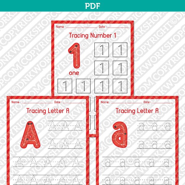 Printable Kindergarten Worksheets for Tracing Letters & Numbers