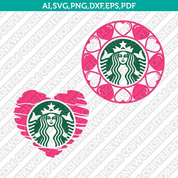 Heart Love Starbucks SVG Tumbler Cold Cup Cut File Cricut Vector Sticker Decal Silhouette Cameo Dxf PNG Eps