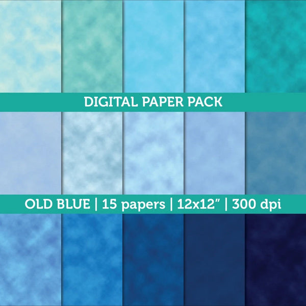 Blue Old Vintage Digital Paper Watercolor Textured 12x12 300 dpi