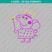 PEPPA PIG Outline Embroidery Design - 5 Sizes - INSTANT DOWNLOAD
