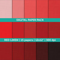 Digital Papers | Digital Scrapbooking Red Linen Textured Paper Instant Download