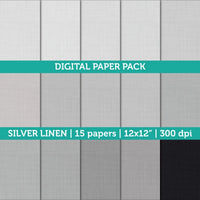 Digital Papers | Digital Scrapbooking Silver Linen Textured Paper Instant Download