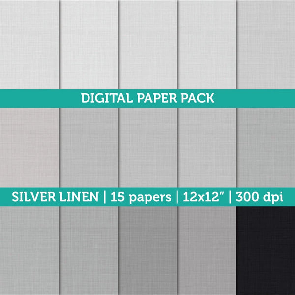 Digital Papers | Digital Scrapbooking Silver Linen Textured Paper Instant Download