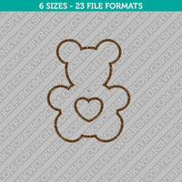 Teddy Bear Embroidery Design Outline - 6 Sizes - INSTANT DOWNLOAD
