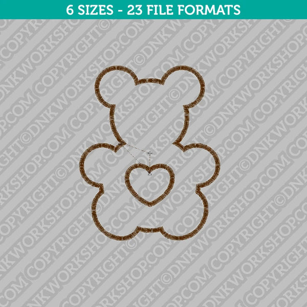 Teddy Bear Embroidery Design Outline - 6 Sizes - INSTANT DOWNLOAD