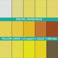 Digital Papers | Digital Scrapbooking Yellow Linen Textured Paper Instant Download