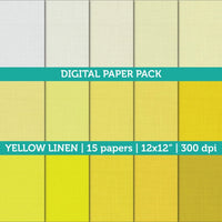 Digital Papers Scrapbooking Yellow Linen Textured Paper Instant Download