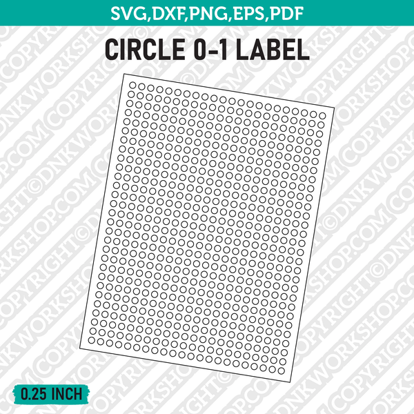 0.25 Inch Circle Blank Label Template SVG Cut File Vector Cricut Clipart Png Dxf Eps