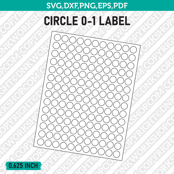 0.625 Inch Circle Label Template SVG Cut File Vector Cricut Clipart Png Dxf Eps