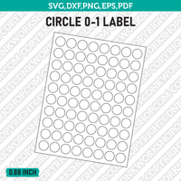 0.88 Inch Circle Label Template SVG Cut File Vector Cricut Clipart Png Dxf Eps