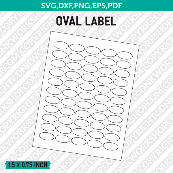 1.5 x 0.75 Inch Oval Label Template SVG Cut File Vector Cricut Clipart Png Dxf Eps