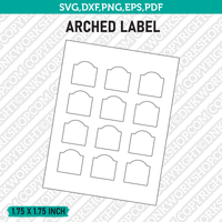 1.75 x 1.75 Inch Arched Top Square Label Template SVG Cut File Vector Cricut Clipart Png Dxf Eps
