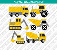 Construction-Transportation-Dump-Truck-Crane-Tractor-Excavator-Backhoe-SVG-Vector-Cricut-Cut-File-Clipart-Png-Eps-Dxf