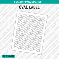 1 x 0.5 Inch Small Oval Label Template SVG Cut File Vector Cricut Clipart Png Dxf Eps