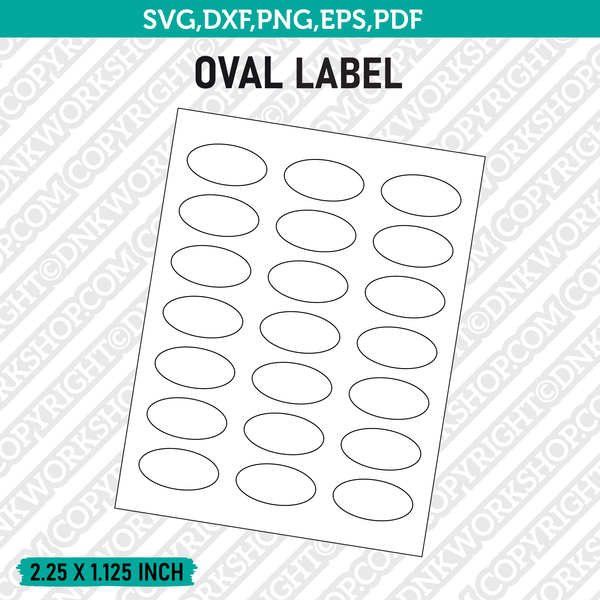 2.25 x 1.125 Inch Oval Label Template SVG Cut File Vector Cricut Clipart Png Dxf Eps