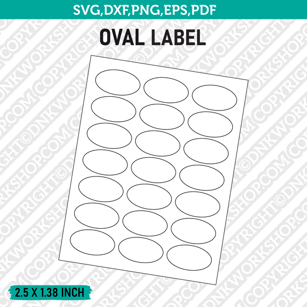2.5 x 1.38 Inch Oval Label Template SVG Cut File Vector Cricut Clipart Png Dxf Eps