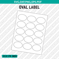 2.5 x 1.75 Inch Oval Label Template SVG Cut File Vector Cricut Clipart Png Dxf Eps