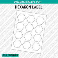 2.5 x 2.1651 Inch Hexagon Label Template SVG Cut File Vector Cricut Silhouette Cameo Clipart Png Dxf Eps