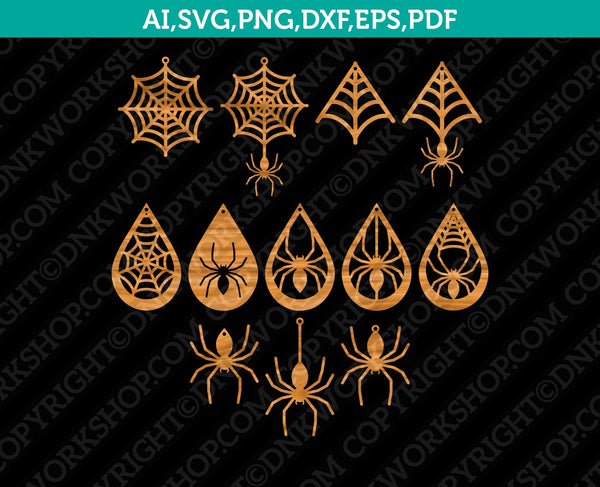 Spiderman-Spider-Web-Earring-Template-Teardrop-Pendant-SVG-Silhouette-Cameo-Cricut-Laser-Cut-File-Png-Eps-Dxf