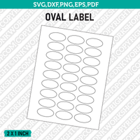 2 x 1 Inch Oval Label Template SVG Cut File Vector Cricut Clipart Png Dxf Eps
