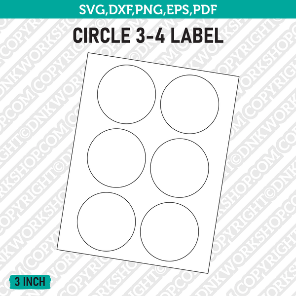 3 Inch Circle Label Template SVG Cut File Vector Cricut Clipart Png Dxf Eps