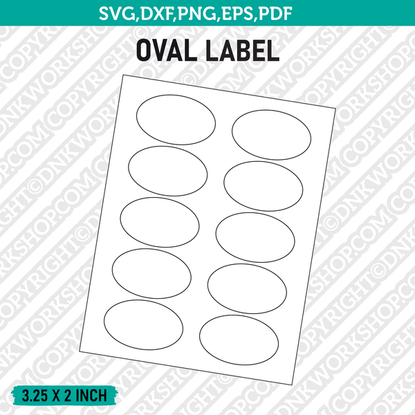 3.25 x 2 Inch Oval Label Template SVG Cut File Vector Cricut Clipart Png Dxf Eps