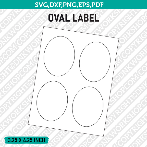 3.25 x 4.25 Inch Oval Label Template SVG Cut File Vector Cricut Clipart Png Dxf Eps