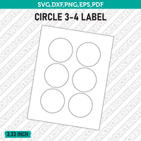 3.33 Inch Circle Label Template SVG Cut File Vector Cricut Clipart Png Dxf Eps