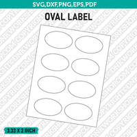3.33 x 2 Inch Oval Label Template SVG Cut File Vector Cricut Clipart Png Dxf Eps