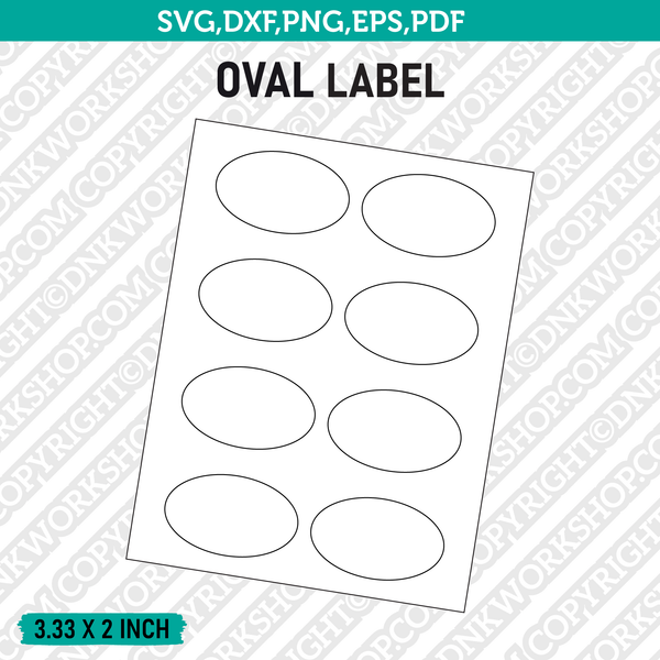 3.33 x 2 Inch Oval Label Template SVG Cut File Vector Cricut Clipart Png Dxf Eps