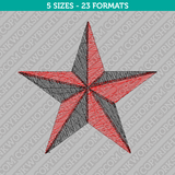 3D Star Embroidery Design - 5 Sizes