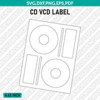 4.65 Inch CD Label Template SVG Cut File Vector Cricut Clipart Png Dxf Eps