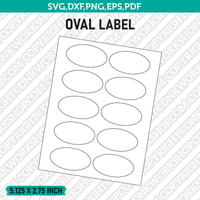 5.125 x 2.75 Inch Oval Label Template SVG Cut File Vector Cricut Clipart Png Dxf Eps