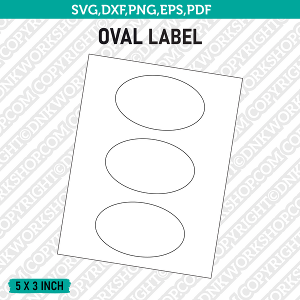 5 x 3 Inch Large Oval Label Template SVG Cut File Vector Cricut Clipart Png Dxf Eps