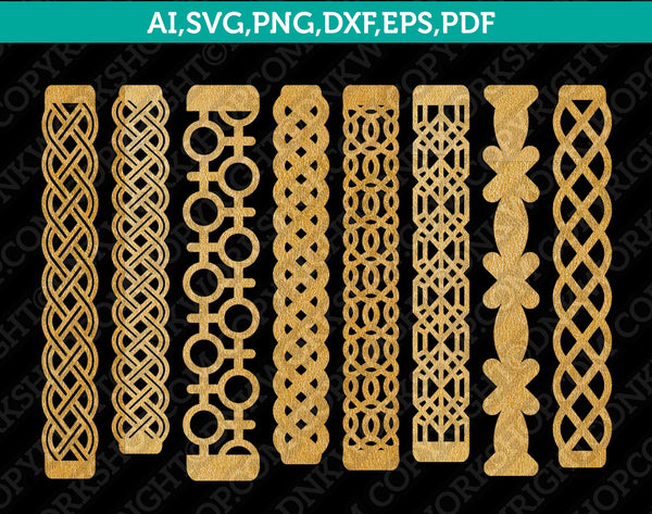 Celtic Cuff Leather Bracelet Template SVG DXF Laser Cut File Cricut Vector PNG