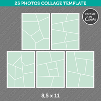 25 Photo Collage Template 8,5 x 11 Inch for Canva