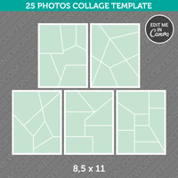 25 Photo Collage Template 8,5 x 11 Inch for Canva