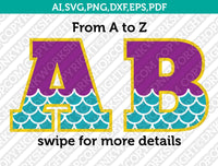 Mermaid Font Letters Alphabet Lettering Birthday Party SVG Vector Cricut Cut File Clipart Png Eps Dxf