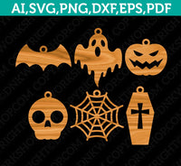 Halloween-Bat-Coffin-Ghost-Pumpkin-Skull-Spiderweb-Halloween-Earring-Template-SVG-Silhouette-Cameo-Vector-Cricut-Laser-Cut-File-Png-Eps-Dxf