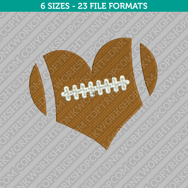 American Football Heart Embroidery Design - 6 Sizes - INSTANT DOWNLOAD 