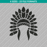 American Indian Head Embroidery Design - 6 Sizes - INSTANT DOWNLOAD 