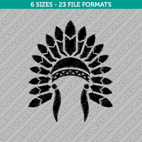 American Indian Head Embroidery Design - 6 Sizes - INSTANT DOWNLOAD 