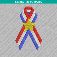 American USA Flag Ribbon Embroidery Design