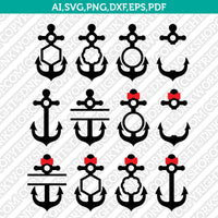Anchor Marine Split Monogram Frame SVG Vector Silhouette Cameo Cricut Cut File Clipart Dxf Png Eps