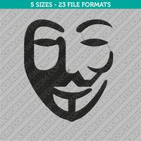 Anonymous Mask Embroidery Design - 5 Sizes - INSTANT DOWNLOAD 