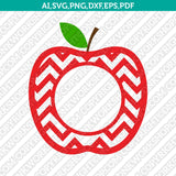 Apple Chevron Monogram Frame SVG Silhouette Cameo Cricut Cut File Png Eps Dxf
