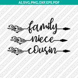 Arrow Family Uncle Aunt Niece Cousin Nephew Arrow Boho Words SVG Cricut Cut File Clipart Png Eps Dxf
