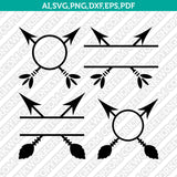 Arrow Split Monogram Frame SVG Vector Silhouette Cameo Cricut Cut File Clipart Dxf Png Eps