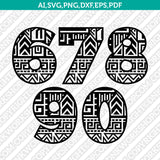 Aztec Numbers SVG Vector Silhouette Cameo Cricut Cut File Clipart Png Dxf Eps