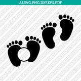 Baby Feet Footprint Split Monogram Frame SVG Vector Silhouette Cameo Cricut Cut File Clipart Dxf Png Eps